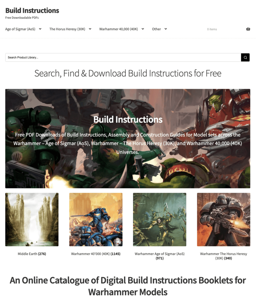 Screenshot of BuildInstructions.com Homepage